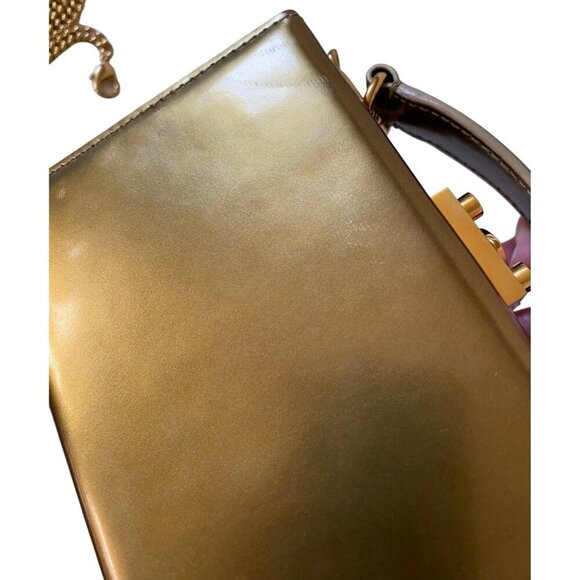 Mark Cross Grace Mini Box Leather Handbag Crossbody Gold Mirror + 2 Straps + key - Picture 11 of 17